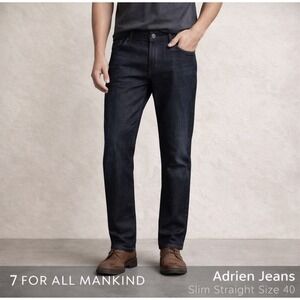 7 For All Mankind Adrien Jeans Mens 40x29 Dark Wash Slim Straight Stretch Denim